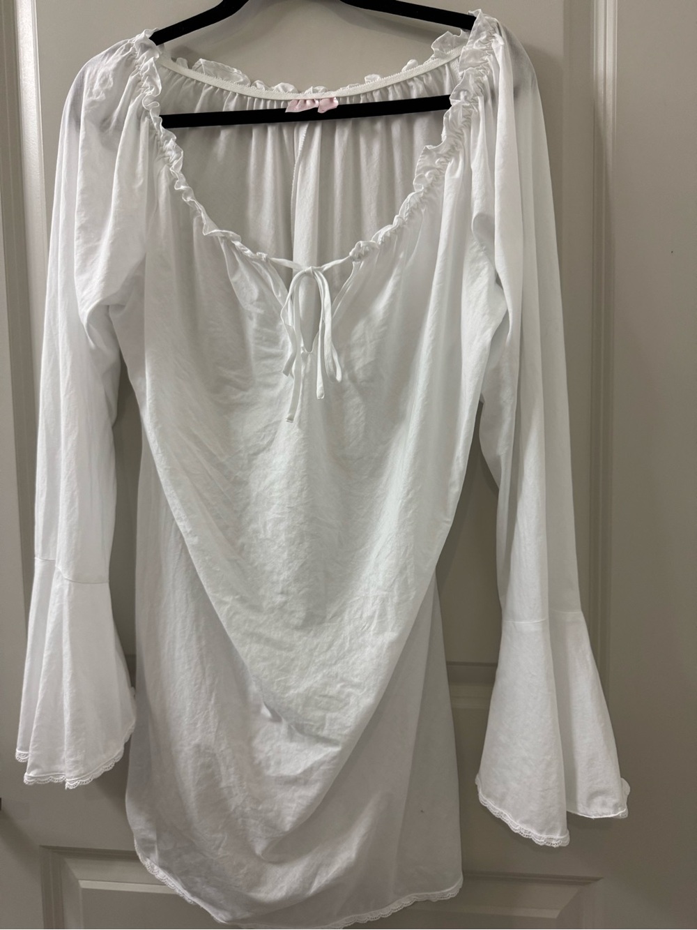 Vintage Victoria’s Secret White Cotton Prairie Cottage Bell Sleeve Nightgown L